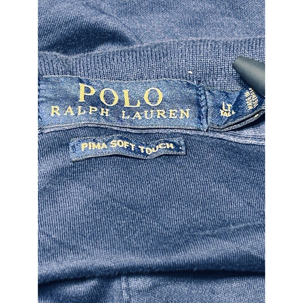 Polo Ralph Lauren Polo Shirt Men Size LT Pima Soft Touch Navy Flesh Pony - Picture 8 of 9